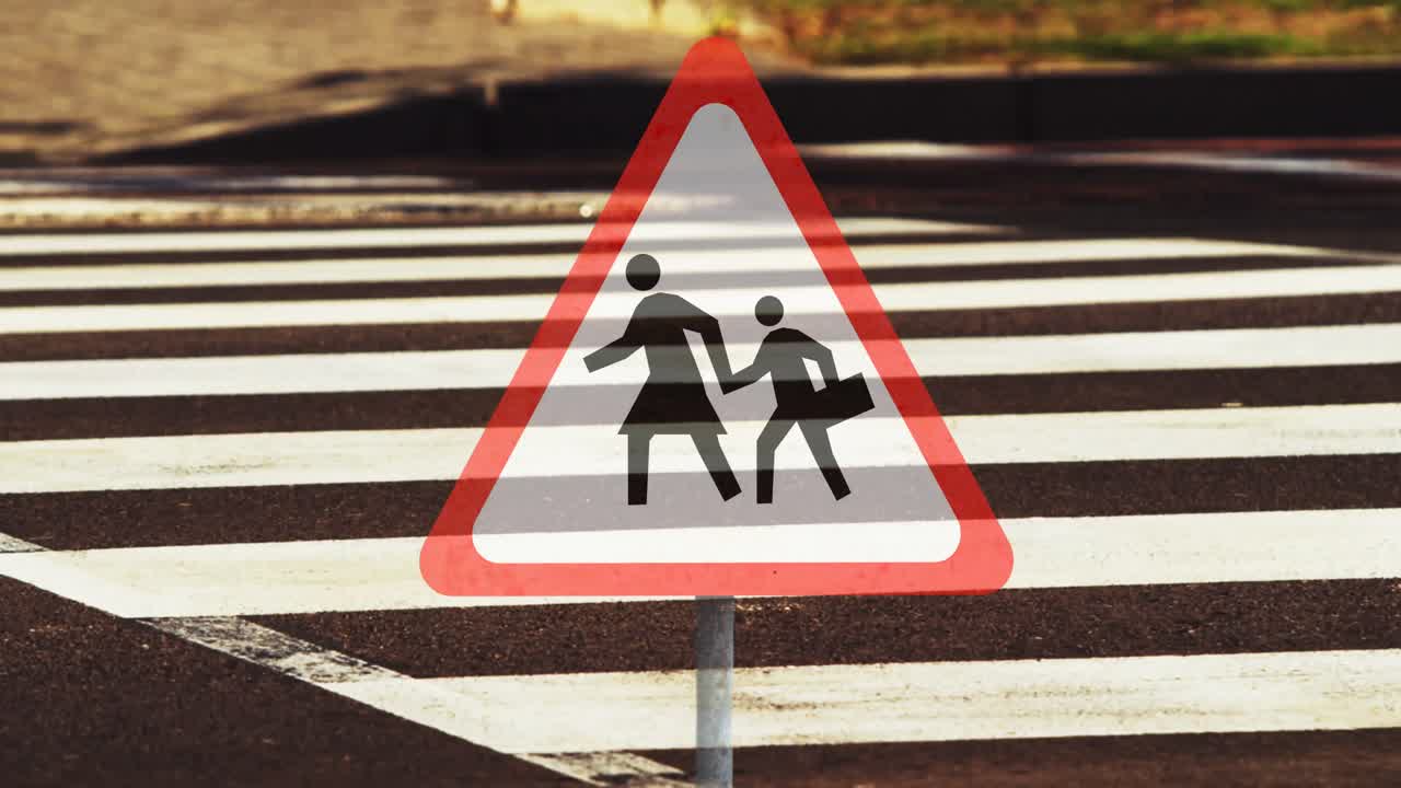 도로 표지판 및 도로의 애니메이션