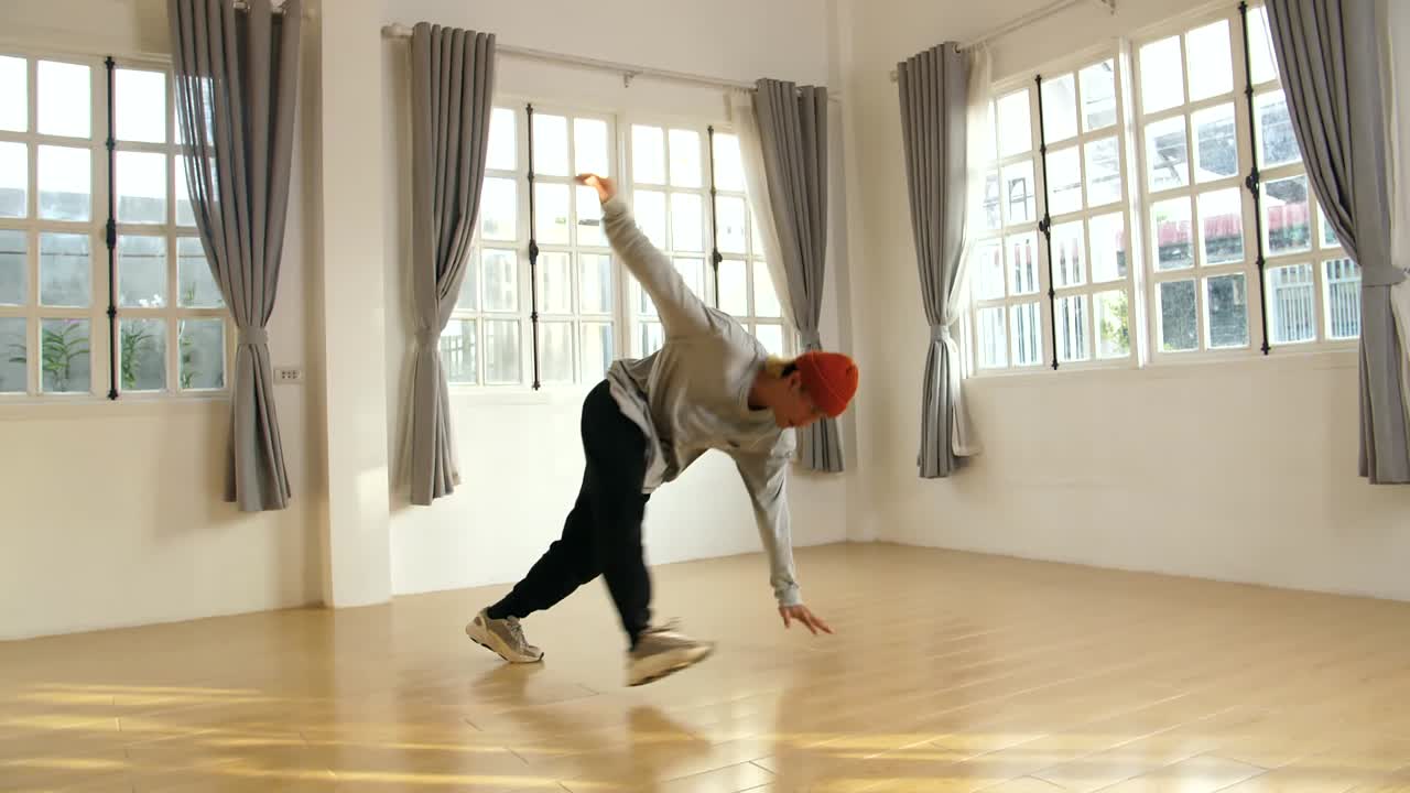 Male Breakdancer Training, Slow Motion