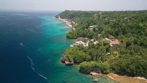 Aerial-Bohol-Island-coastline-water-near-Jagna-Shipwreck-site,-Philippines