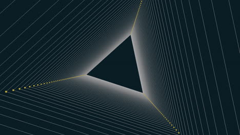 geometric black and white triangle with diagonal yellow line