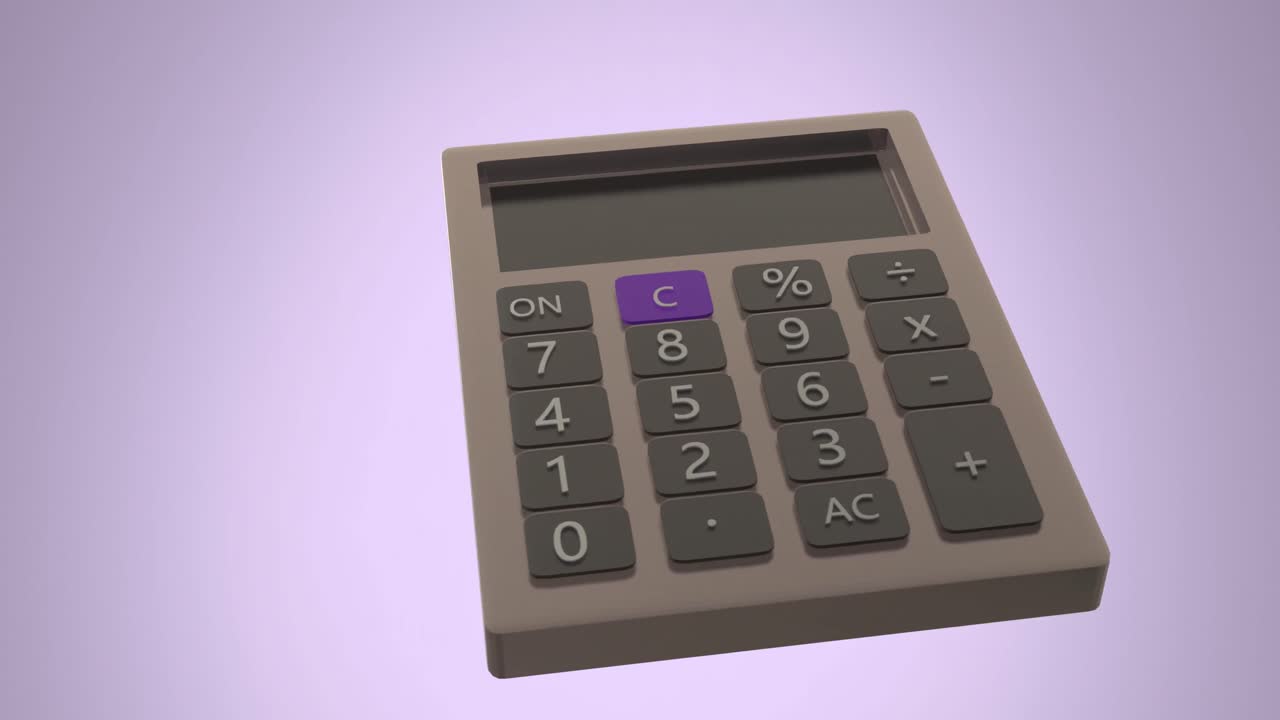animación de la calculadora girando sobre un fondo púrpura