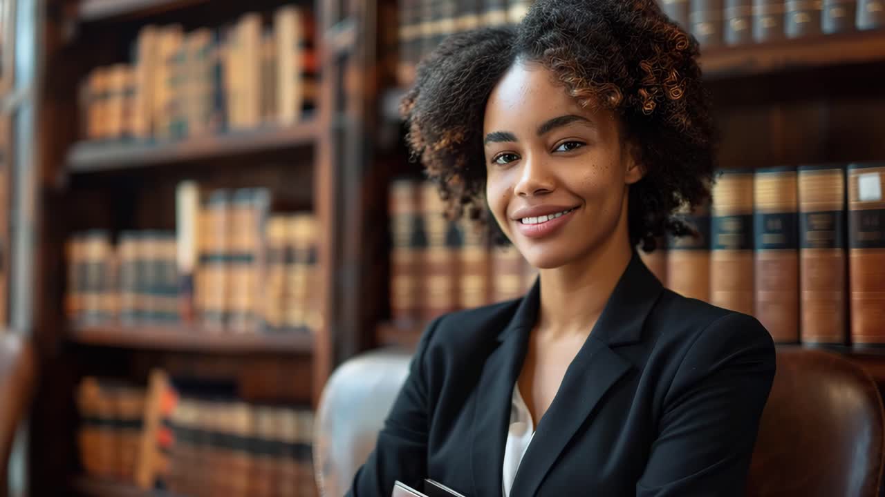 Portrait of a Confident Businesswoman in a Library