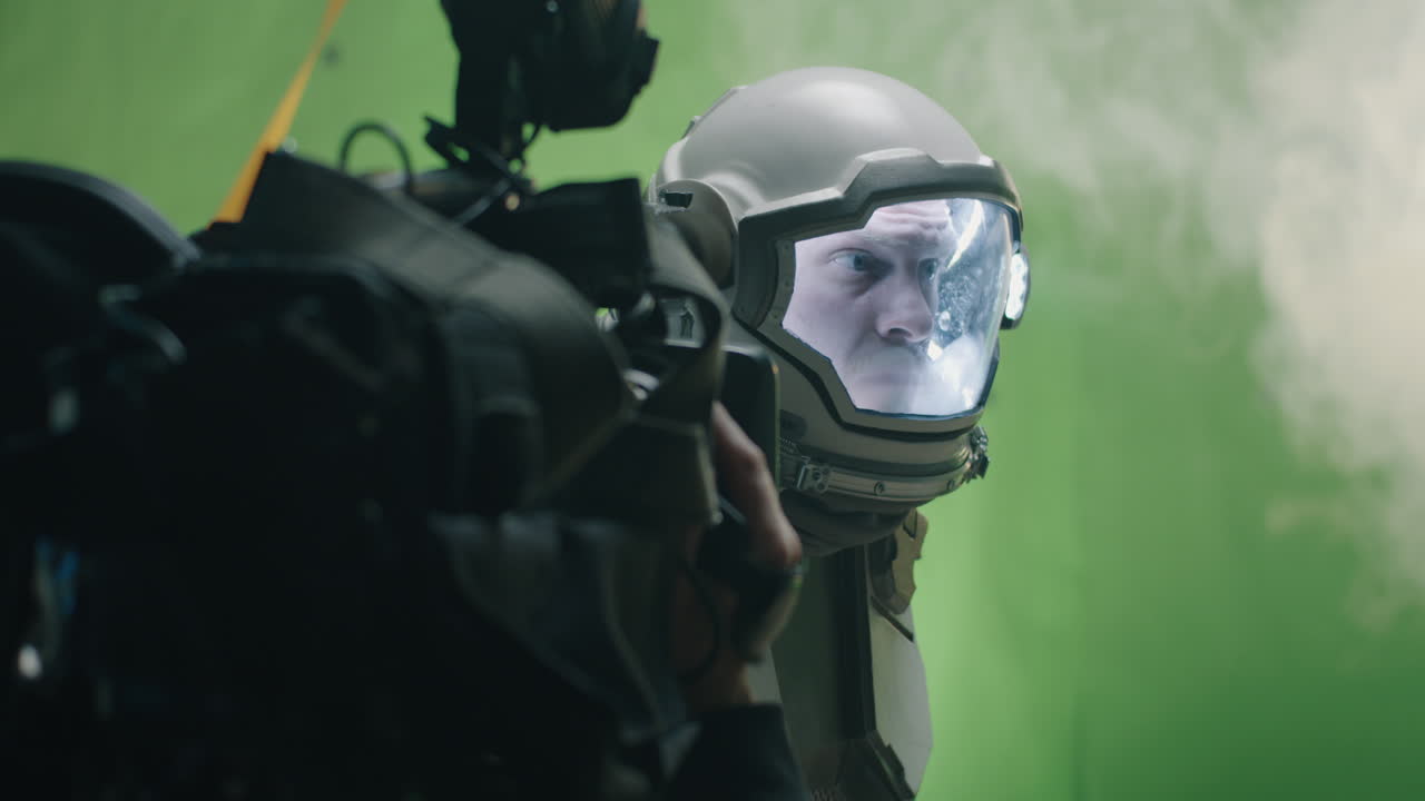 Filming a Sci-Fi Scene on Green Screen