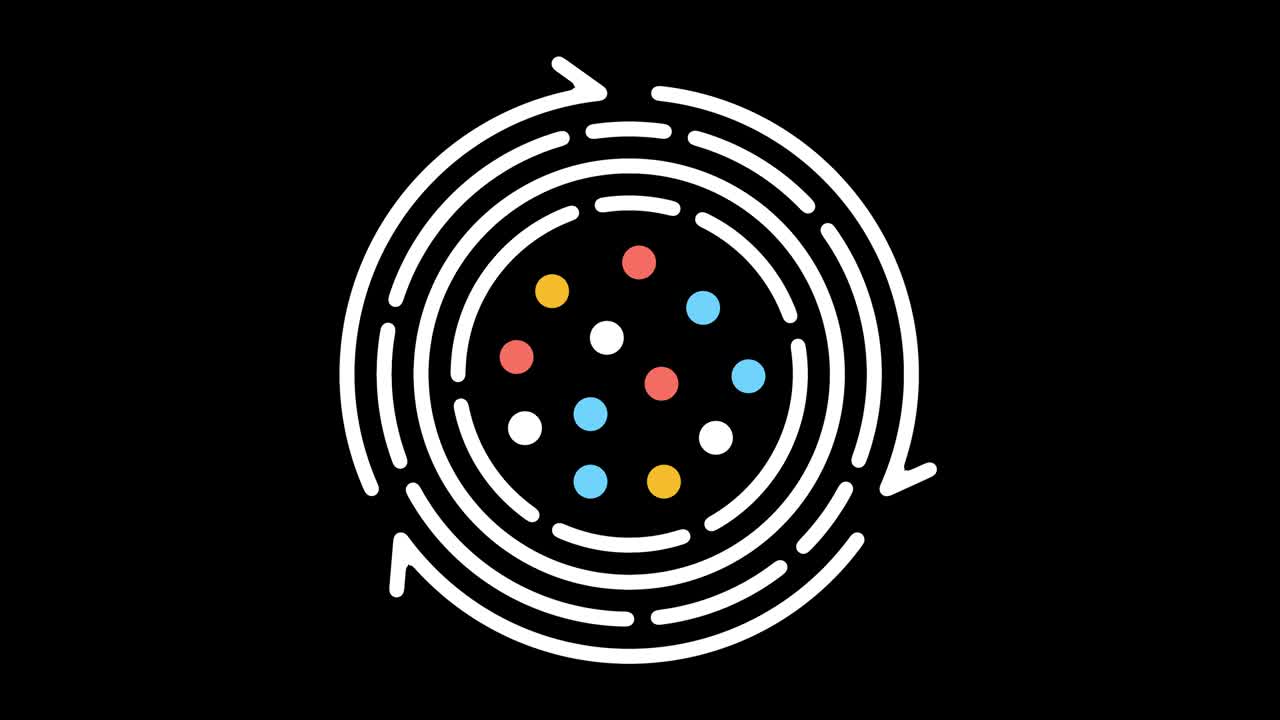 animación del icono de la línea de compostaje y reciclaje de basura con alfa