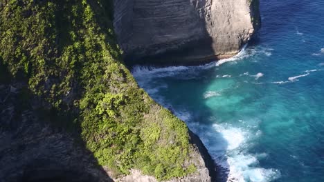 Tilt-up-shot-of-Kelingking-Beach,-Nusa-Penida,-Bali,-Indonesia