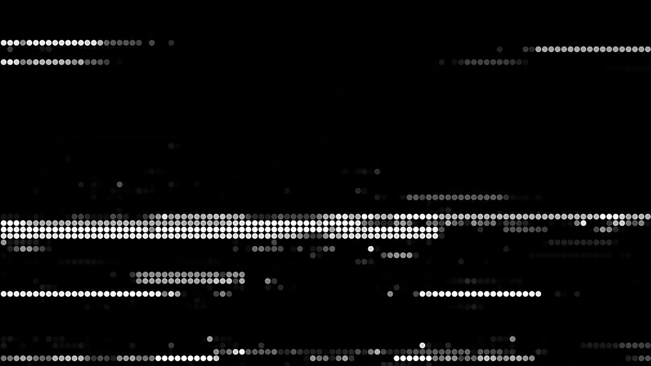 Digital Glitch Noise with Flickering Dots on Black Background