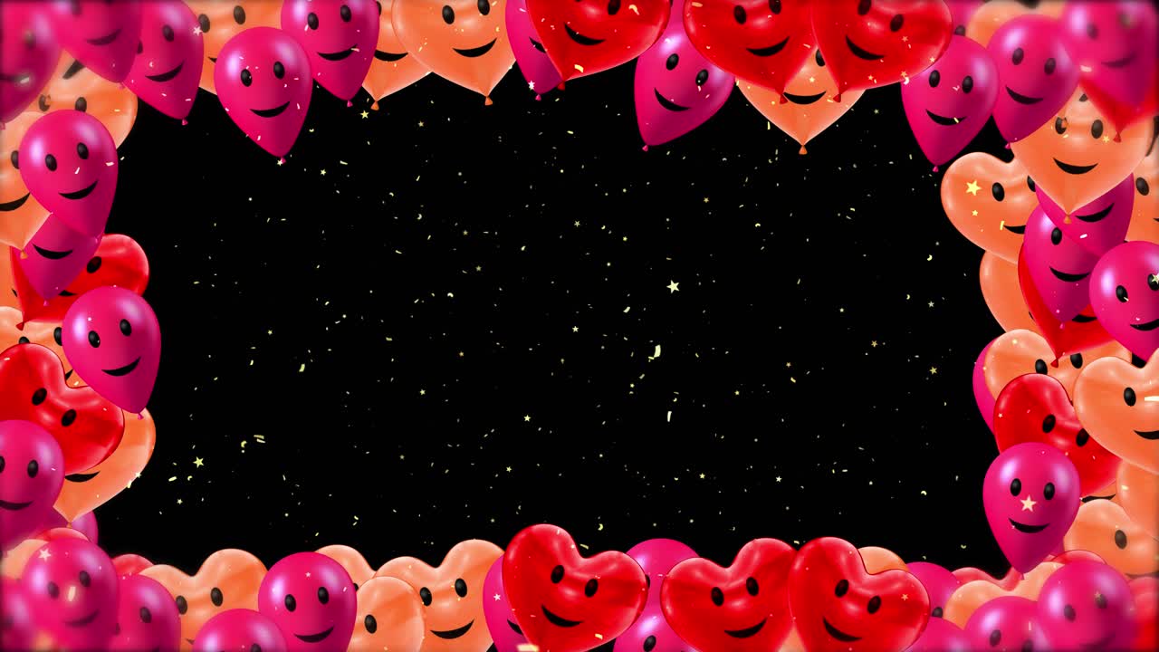 Animated Balloons Frame with Smiley Faces