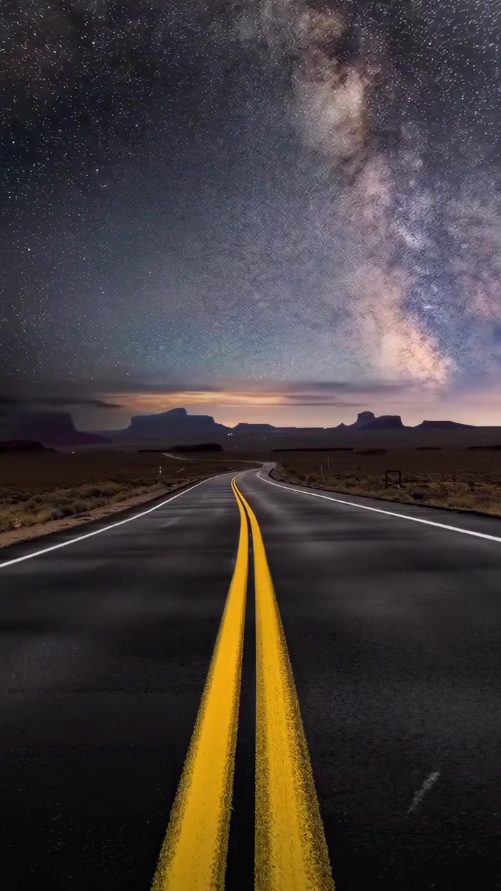 Time Lapse of Cars Driving on Desert Highway Under Milky Way
