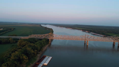 aerial shot of bi-state vietnam gold star bridge bridging indiana