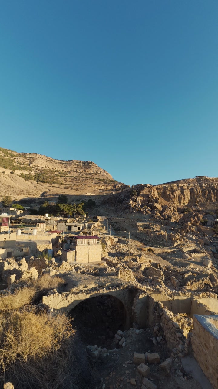 Dana Village Biosphere Reserve in Jordan ancient settlement viewpoint, vertical video reel
