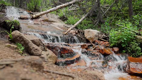 Pequeño-Arroyo-Con-Una-Cascada-En-El-Parque-Estatal-Staunton-En-Las-Montañas-Rocosas-De-Colorado