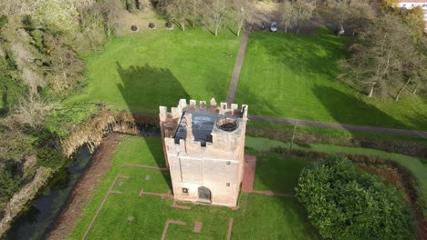 rye house gatehouse, built 1443, hoddesdon, hertfordshire, uk involved in rye house plot of 1683 drone overhead footage