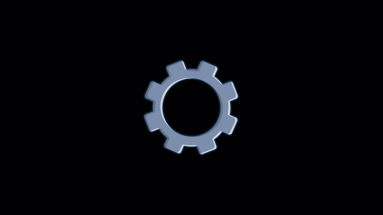Rotating Gear Icon Animation on Black Background