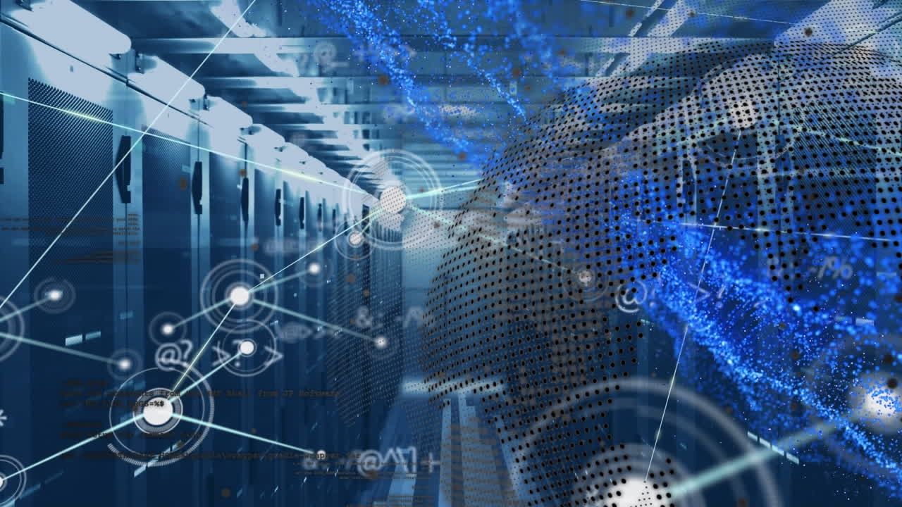 글리터, 글로브 및 서버를 통해 연결 네트워크의 애니메이션