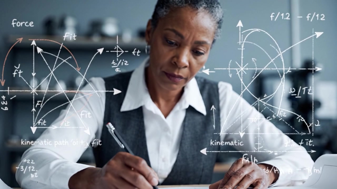 Profesional Fokus Menganalisis Data dan Membuat Grafik dengan Presisi di Ruang Kerja Modern Sambil Terlibat dalam Pemecahan Masalah dan Aktivitas Berpikir Kritis