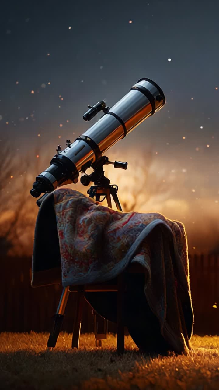 A Stunning Telescope Capturing the Twilight Sky: A Perfect View of Celestial Wonders in the Evening Light, Perfect for Stargazing and Exploration