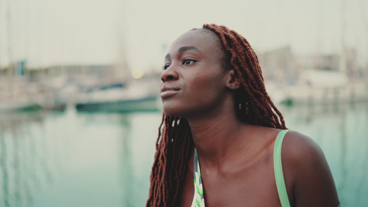 Portrait of a beautiful black woman with dreadlocks