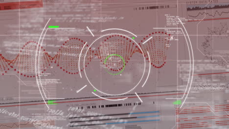 animation of dna strand spinning over data processing