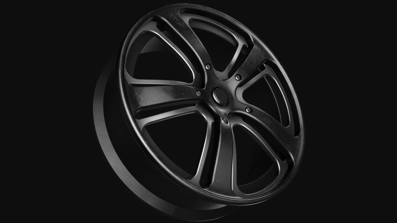 Rim Black Metal Grunge Loop Animation Rotation - With Alpha Channel 4K