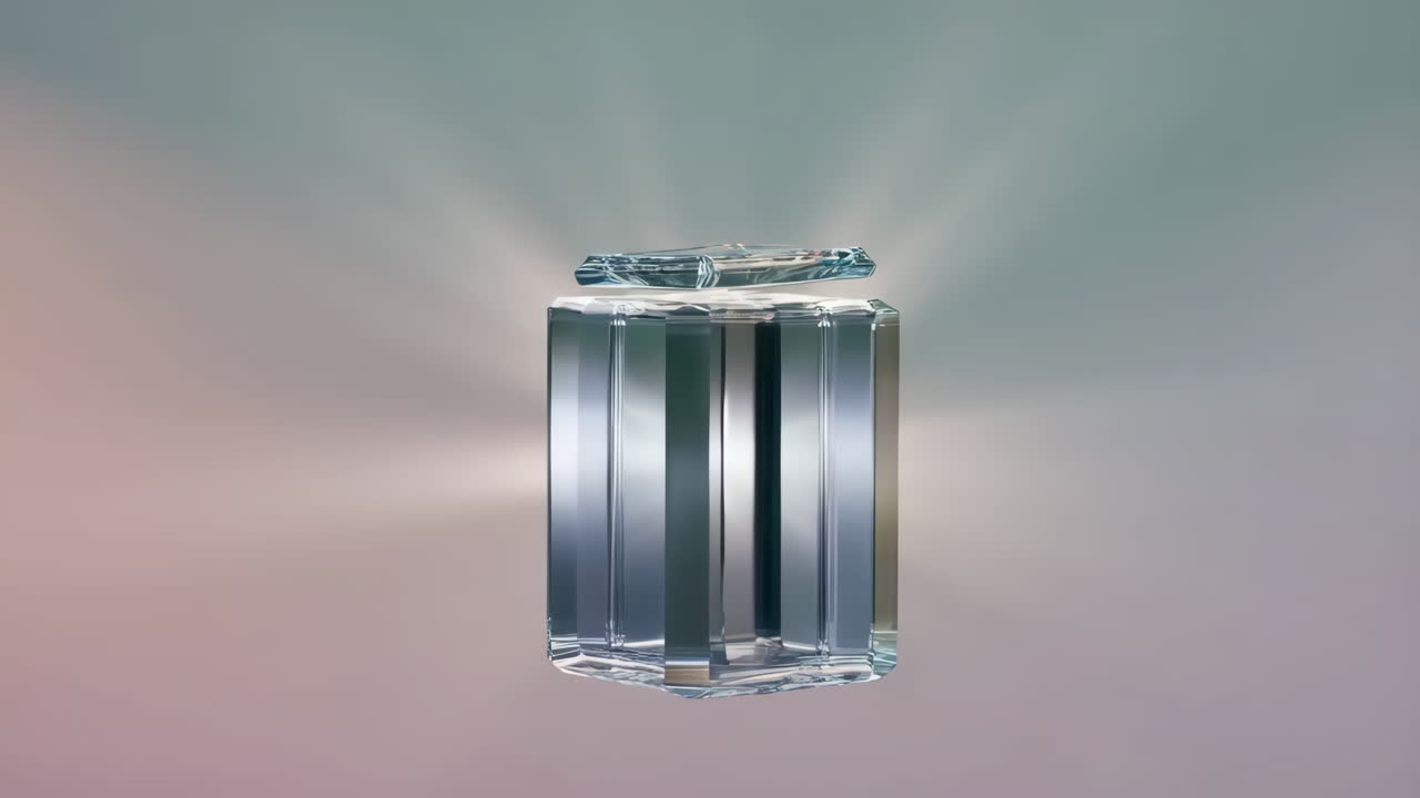 Elegant Crystal Glass Object with Radiant Light Effect