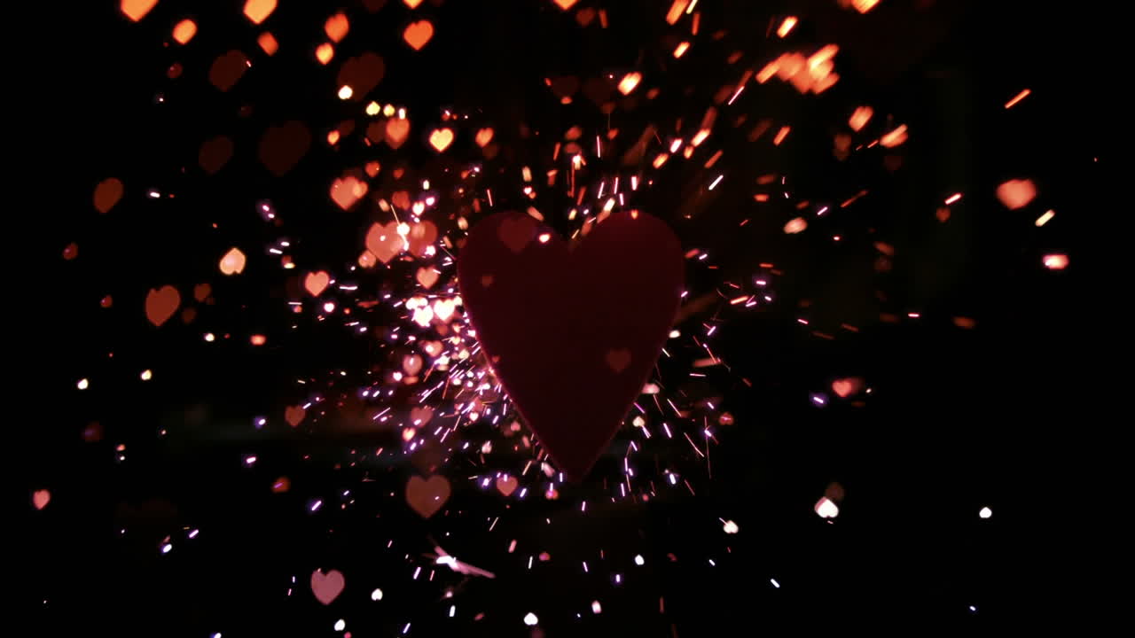 animación de patrón rojo y corazones rojos sobre fondo negro