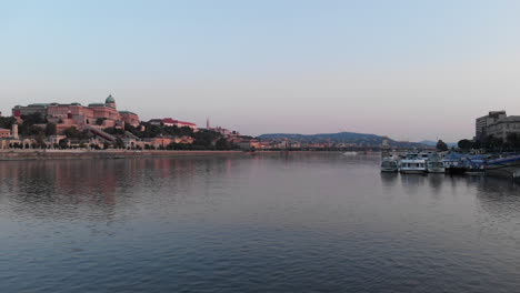 aerial view to danube river, budapest, hungary