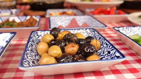 turkish breakfast buffet with olives