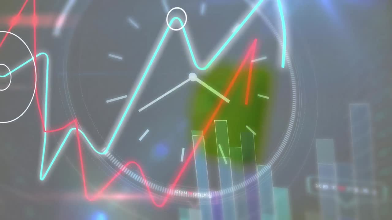 시계와 문자에 대한 데이터 처리의 애니메이션