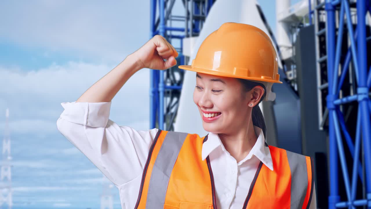 성공을 축하하는 행복한 엔지니어