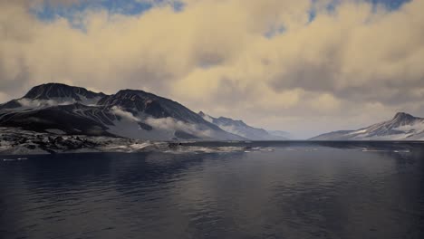 mountains covered with ice in antarctic landscape