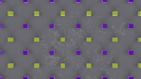 animación de cubos sobre conexiones en fondo gris.