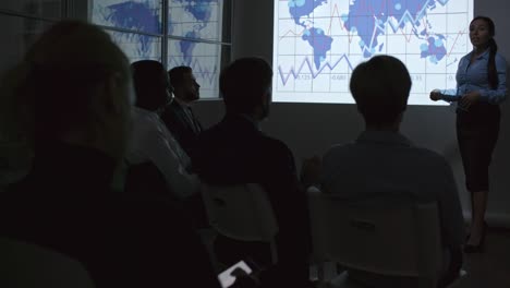 young woman delivering presentation