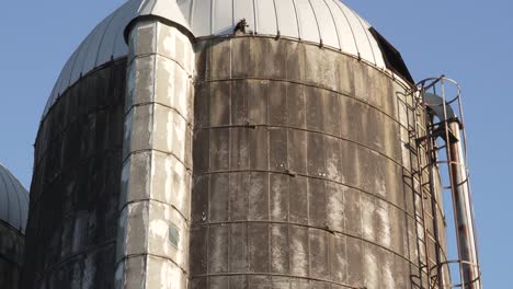 detail of an old and abandoned grain silo on farm in medford, new jersey