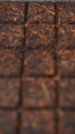 vista de cerca de un ladrillo de té pu-erh