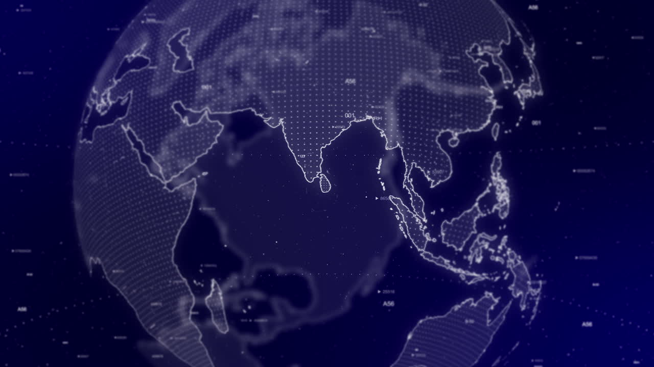 시네마틱 비디오 배경은 디지털 지구가 회전하고 스리랑카 국가를 확대하는 것을 보여줍니다.