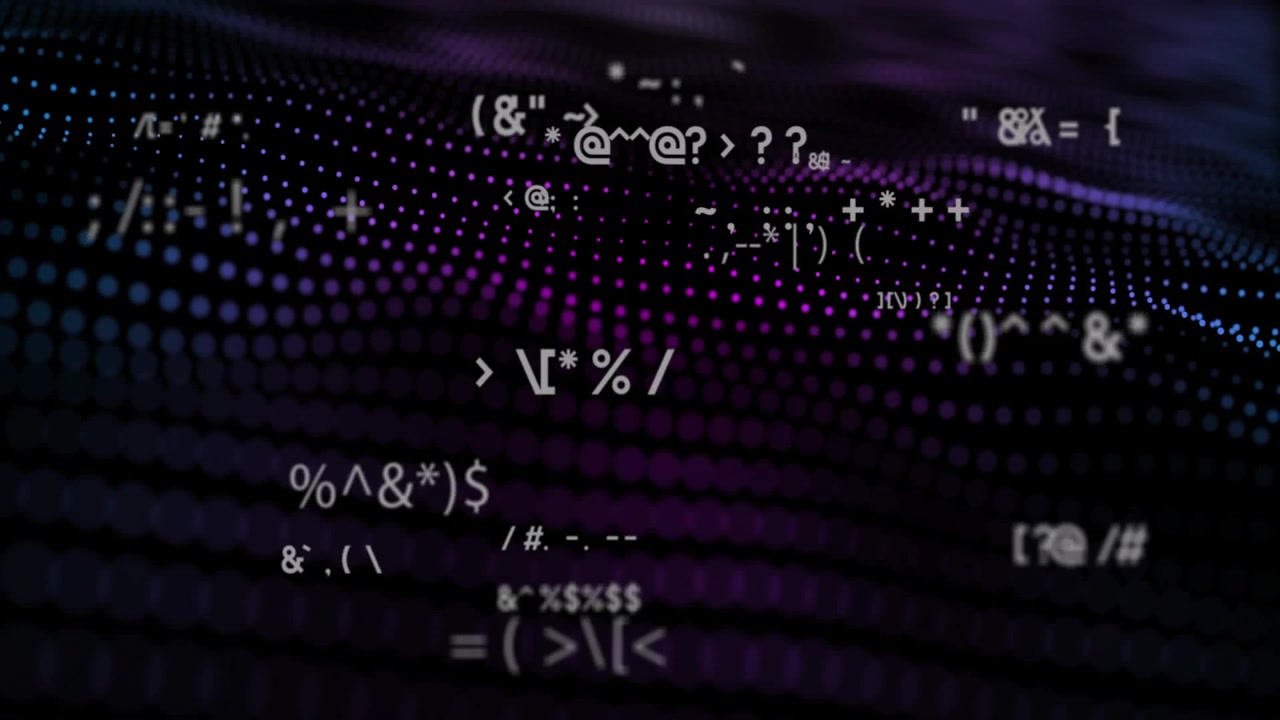 Receiving data pulse, glyphs appearing and clustering over undulating dot-matrix, showing data flow