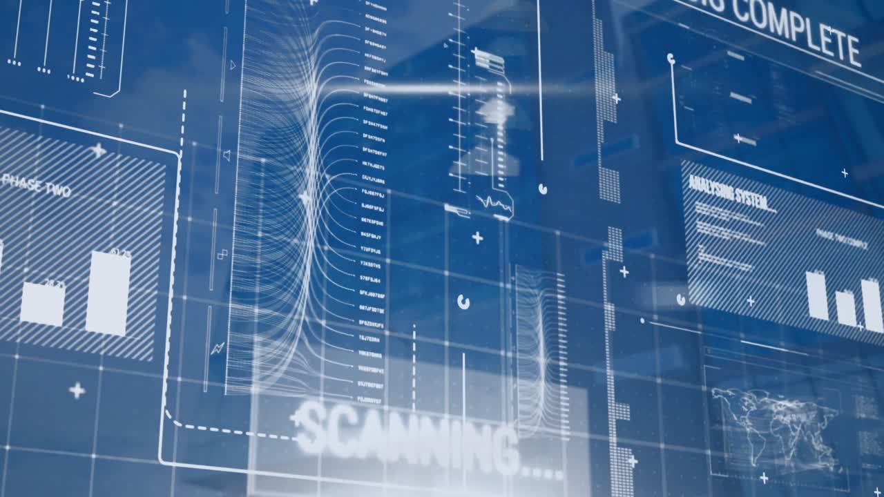 animazione delle statistiche e dell'elaborazione dei dati finanziari su edifici moderni