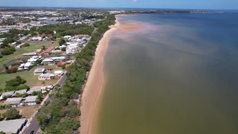 drone shot of scarness jetty hervey bay qld queensland australia