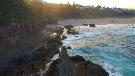 beautiful view of the beach in kiama downs nsw australia - aerial shot