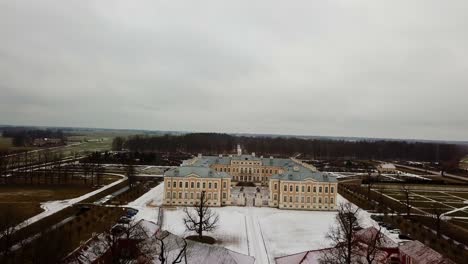 rundale castle, latvia, baltic states, europe, drone view