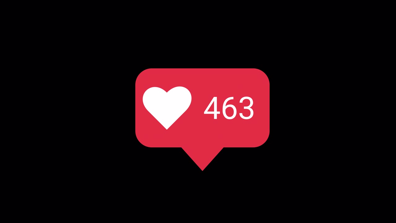 Notificação de Curtida em Redes Sociais com Ícone de Coração e Contagem de Números