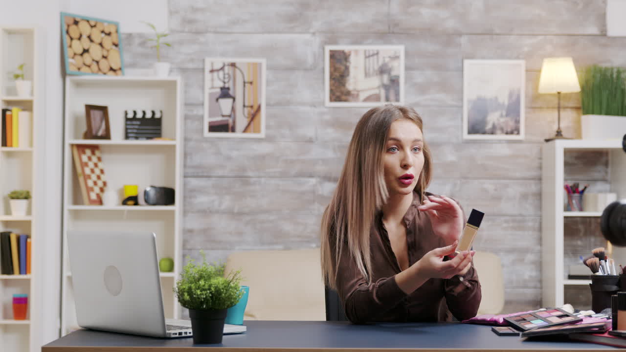 Beauty Vlogger Recording Makeup Tutorial