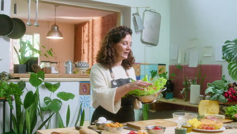 woman preparing healthy meal in kitchen