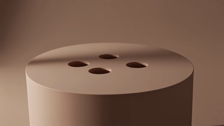 Minimalist Rotating Pedestal with Four Holes and Moving Shadow