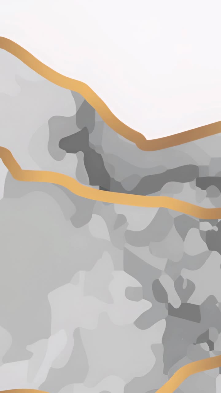 Vertical video: Starting abstract art shifting gray region while undulating orange lines on canvas