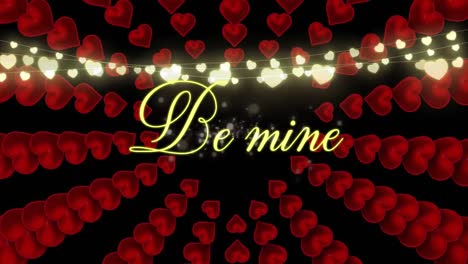 ser el texto de la mina con corazones que aparecen en fondo negro