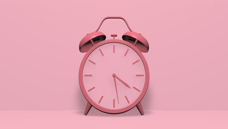 3d render of a minimal pastel pink twin bell alarm clock