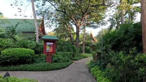 a peaceful walk along a verdant garden pathway