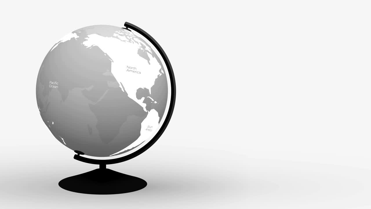 modelo del planeta tierra - globo negro en el soporte gira alrededor del eje