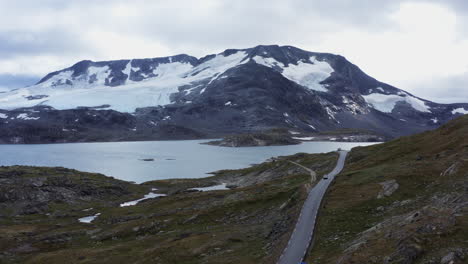 norwegian mountain road with glacier